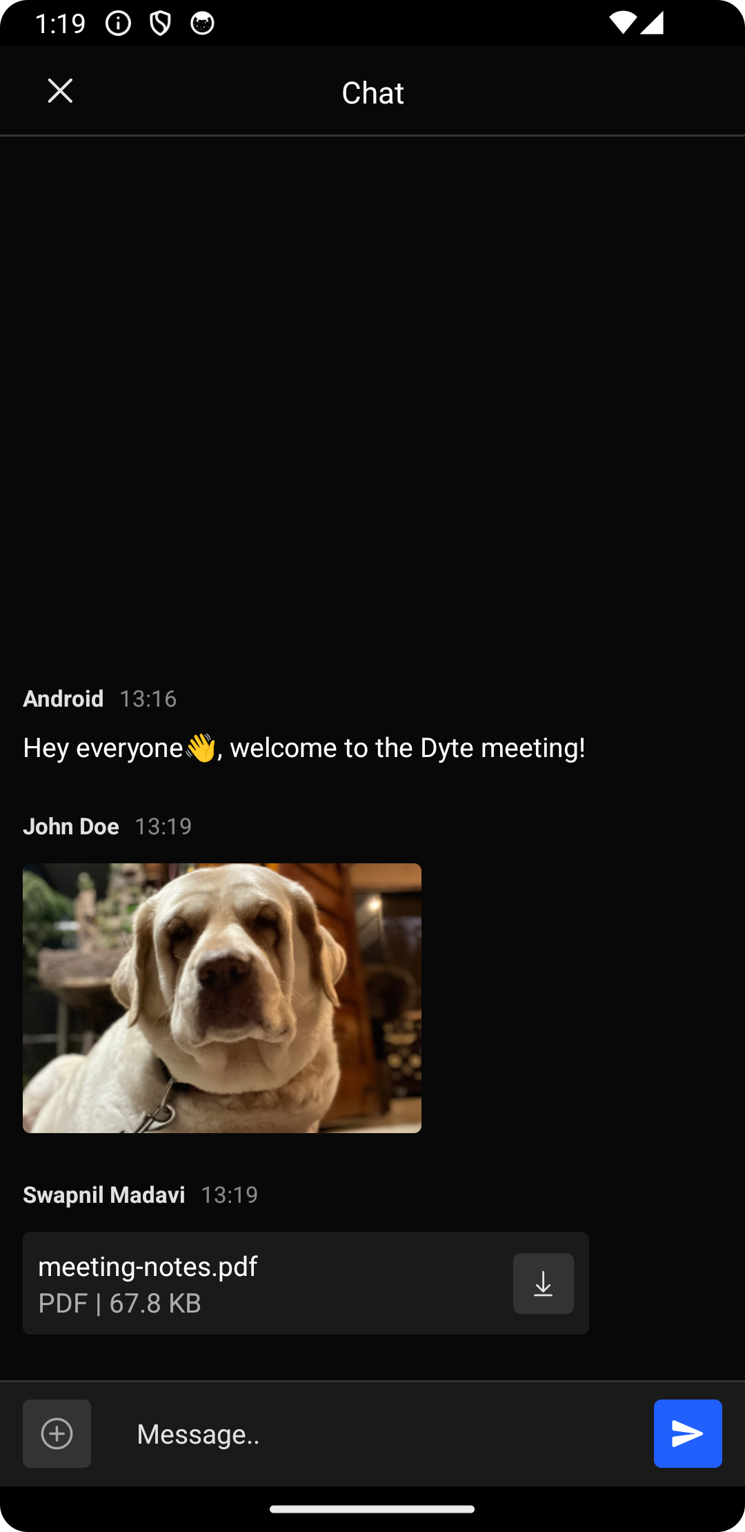 Prebuilt Chat Screen Message List